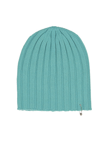 Turquoise Cashmere Safety Pin Beanie, 1