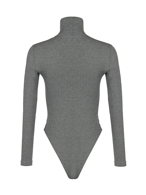 Grey Ribbed Cotton L/S Turtleneck Bodysuit, 2