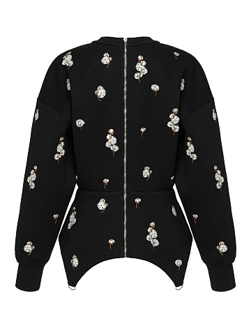 Black sweatshirt with peplum, 2