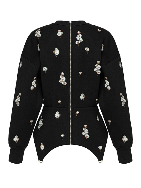 Black sweatshirt with peplum, 2