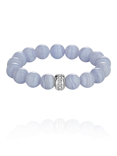 Agate, Silver & Cubic Zirconia Bracelet, 1 Agate, Silver & Cubic Zirconia Bracelet, 1