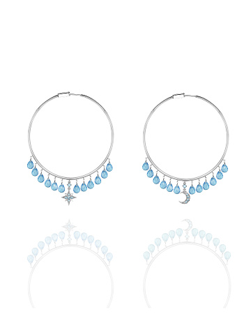 White Gold & Topaz Hoop Earrings, 1