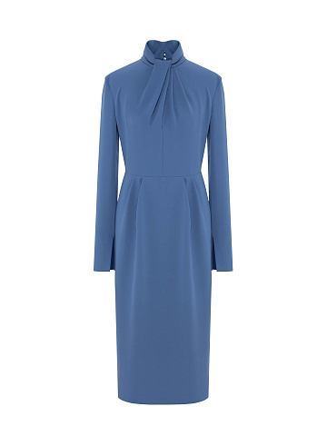 Blue Draped Midi Dress, 1