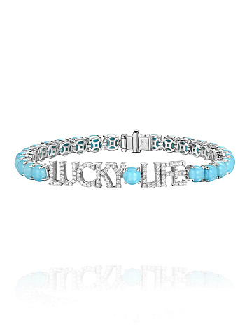 White gold bracelet with Arizona turquoise, 1