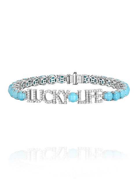 White gold bracelet with Arizona turquoise, 1