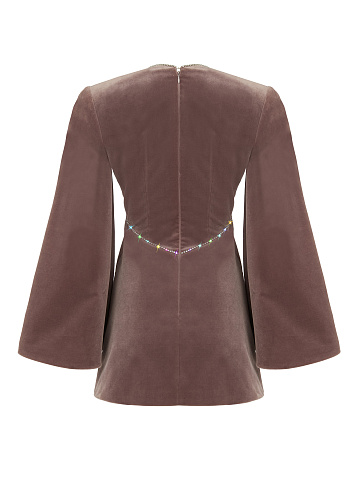 Lilac Velvet V-neck Mini Dress, 2