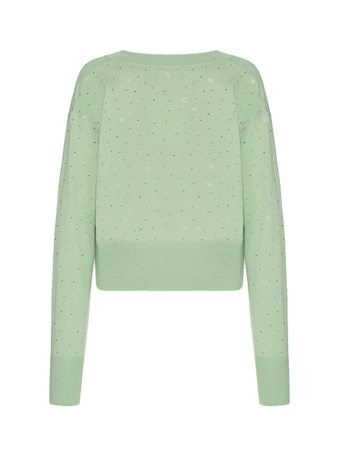 Pistachio Green Rhinestone Cashmere Pullover, 2 Pistachio Green Rhinestone Cashmere Pullover, 2