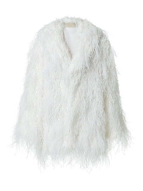 White fur coat with feathers, 1 White fur coat with feathers, 1