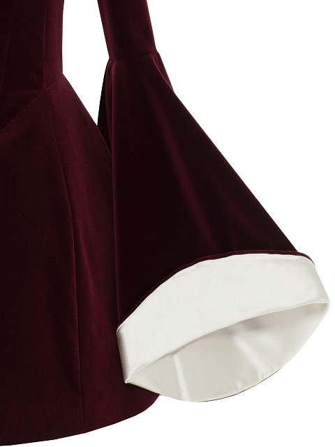 Bordeaux Velvet & White Silk Mini Dress, 4