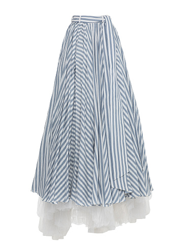 White Maxi Skirt With Blue Stripe, 1