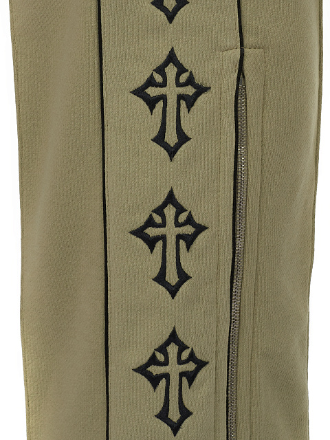 Olive Green Cross Embroidered Jersey Suit, 6 Olive Green Cross Embroidered Jersey Suit, 6