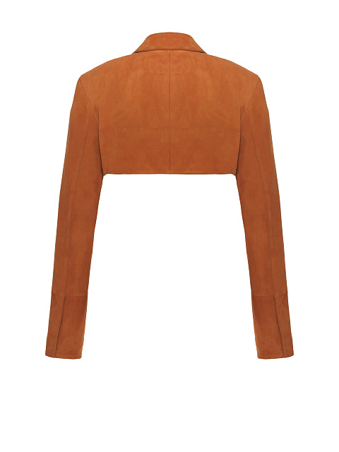 Brown Cropped Suede Blazer, 2