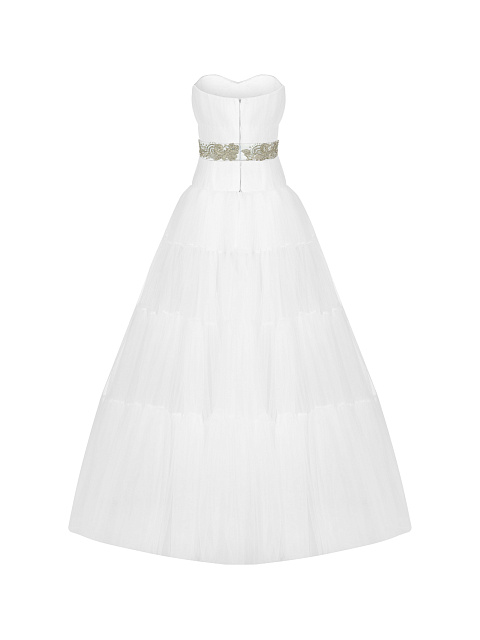 White Strapless Corset Tulle Dress, 2
