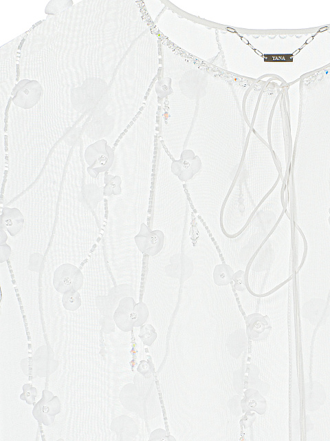 White Organza Cape With Floral Embroidery, 4