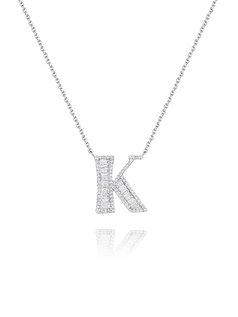 Necklace with a white gold and diamond K-shaped pendant, 1