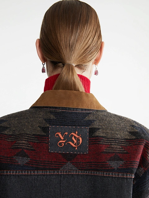 Grey Wool & Suede Trim Denim Jacket, 11