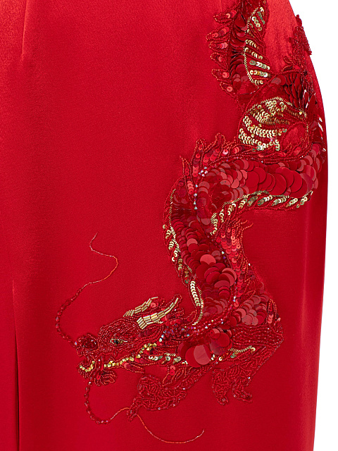 Red Silk Maxi Dress With Dragon Embroidery, 7 Red Silk Maxi Dress With Dragon Embroidery, 7