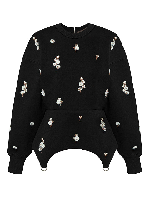 Black sweatshirt with peplum, 1