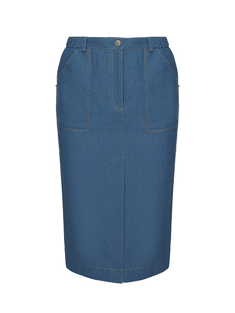 Blue Denim Jacket & Midi Skirt Set, 3