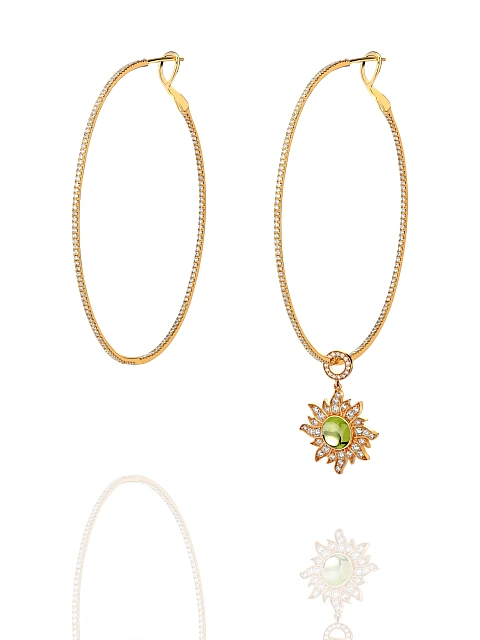 Gold & Chrysolite Hoop Pendant, 4 Gold & Chrysolite Hoop Pendant, 4