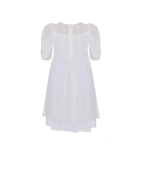 Girl's White Lace Collar Chiffon Dress, 2