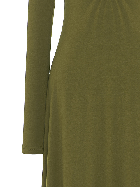 Khaki Green Rayon Jersey Midi Dress, 4