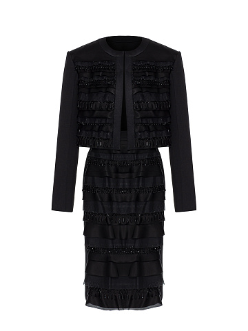 Black suit with jacket and midi skirt, 1