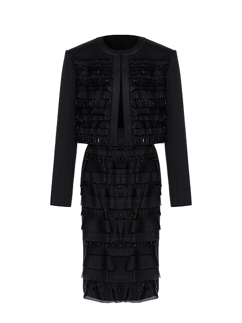 Black suit with jacket and midi skirt, 1