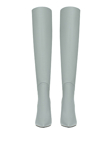 Grey Leather Stiletto Boots, 2