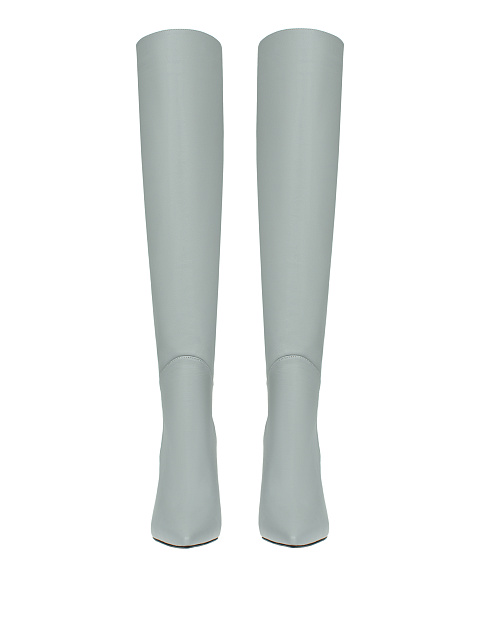 Grey Leather Stiletto Boots, 2