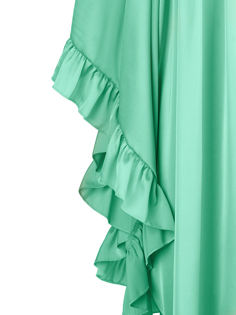 Turquoise Rayon Ruffled Mini Dress, 3