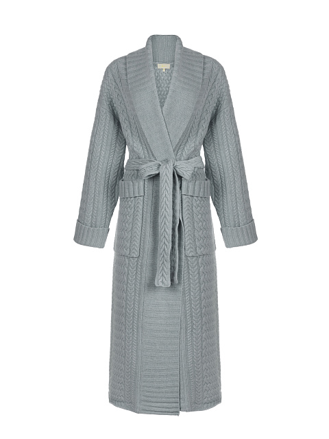 Grey Merino Wool & Cashmere Knitted Coat, 1