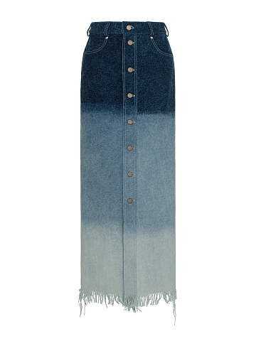 Blue Denim Midi Skirt, 1
