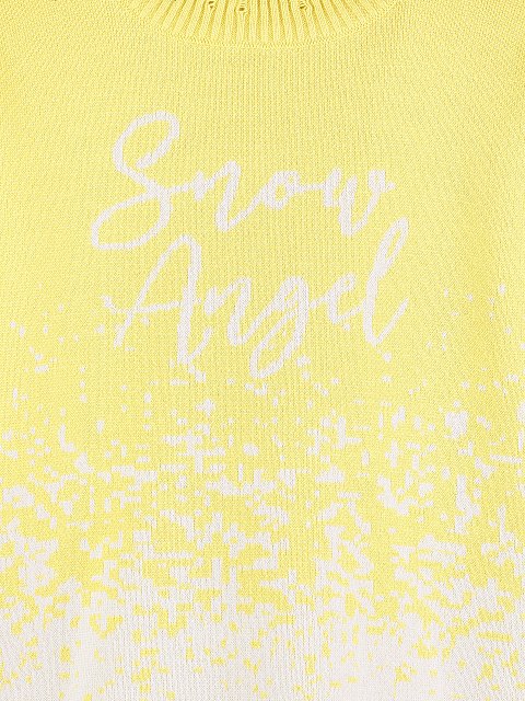 Yellow "Snow Angel" Distressed Sweater, 3