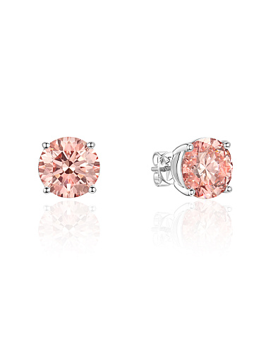 Stud earrings with pink LG diamonds in a round cut, 1