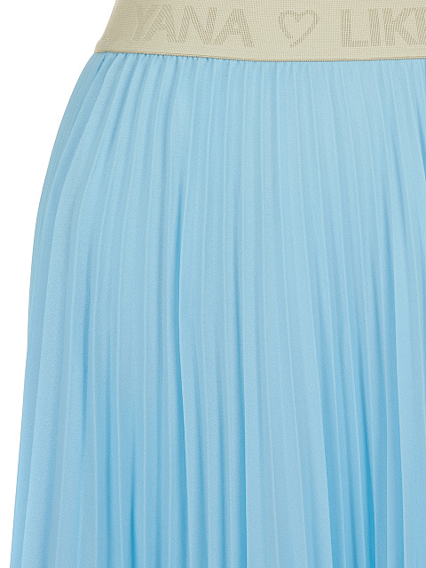 Light Blue Pleated Asymmetric Midi Skirt, 3