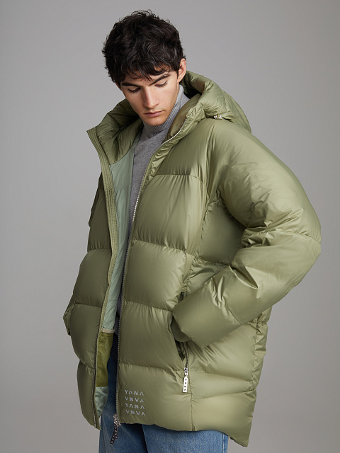 Khaki Green Unisex Hooded Puffer Jacket, 1 Khaki Green Unisex Hooded Puffer Jacket, 1