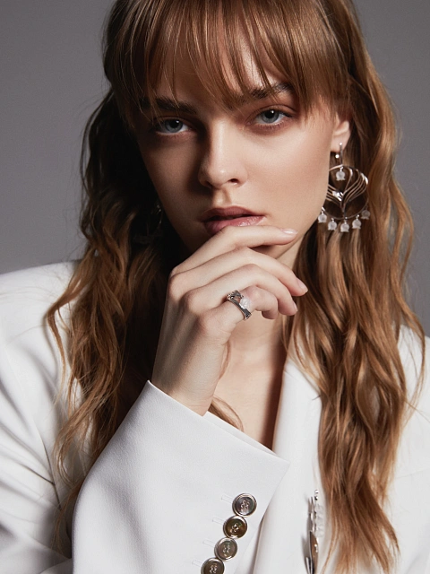 Bead Quarz, Round Diamond & White Gold Ring, 4