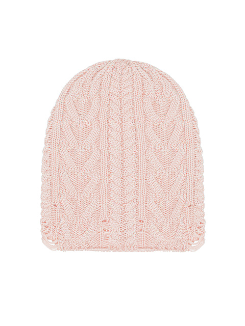 Light pink knitted cotton hat with holes, 1