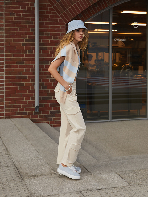 Beige Cotton Cargo Pants, 8