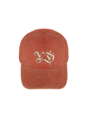 Orange & White YD Embroidered Vintage Denim Cap, 2