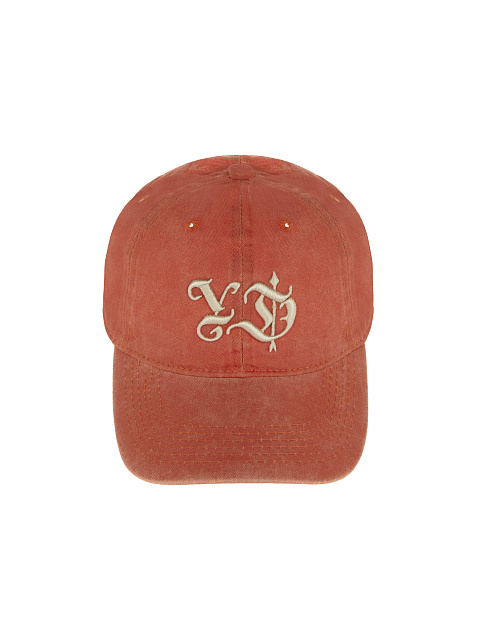 Orange & White YD Embroidered Vintage Denim Cap, 2