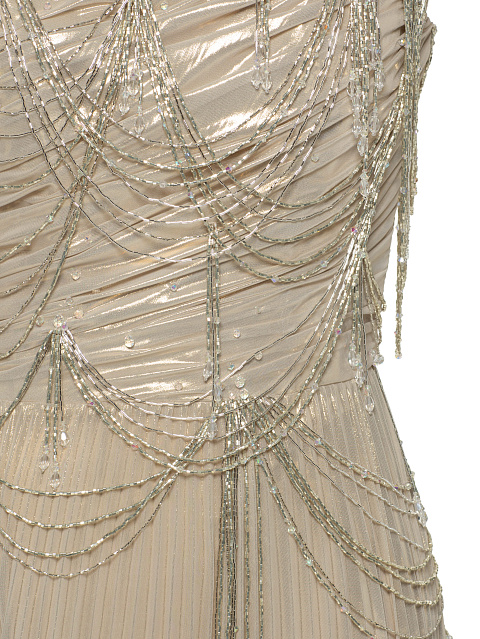 Gold Chiffon Maxi Dress With Embroidery, 4