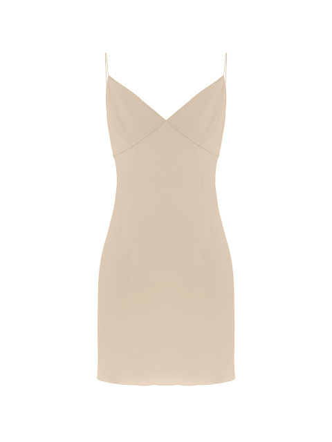 Beige Crystal Mesh Midi Dress, 3