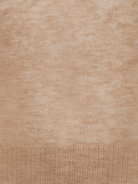 Beige Sheer Merino Wool Turtleneck, 3