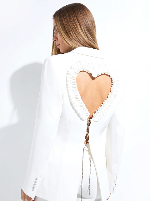 White Cut-out Cotton Pant Suit, 3