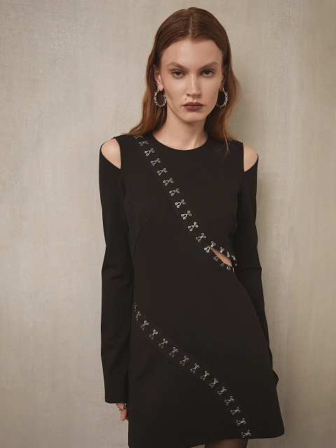 Black mini dress with slits, 5