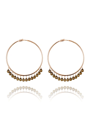 Rose Gold & Smoky Quartz Hoop Earrings, 1