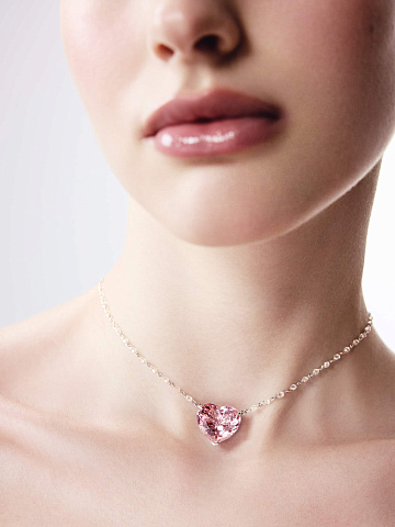 White gold necklace with morganite and diamonds, 2