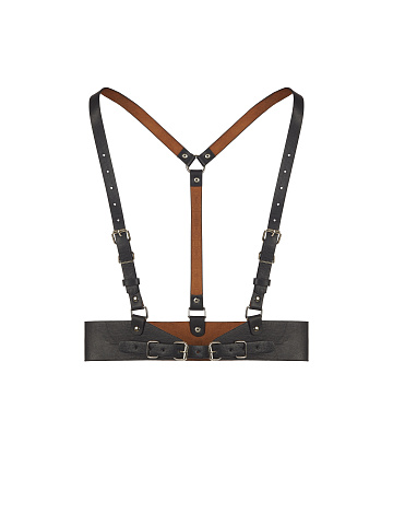Black Faux Leather Harness, 1